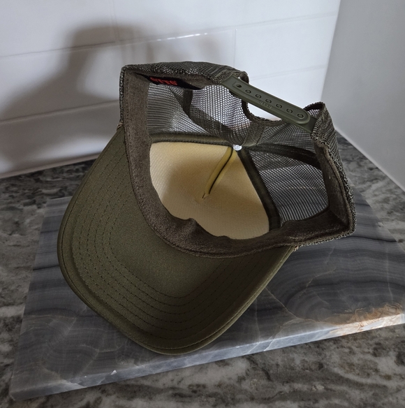 New Little Bird Trucking | Cherie Berry Trucker Hat | Olive Green | Feathers - Picture 5 of 7